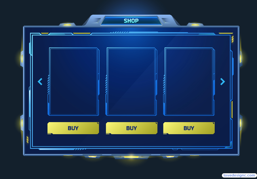 科幻风格的游戏界面框架，用于商店和每日奖励-爱设计爱分享c