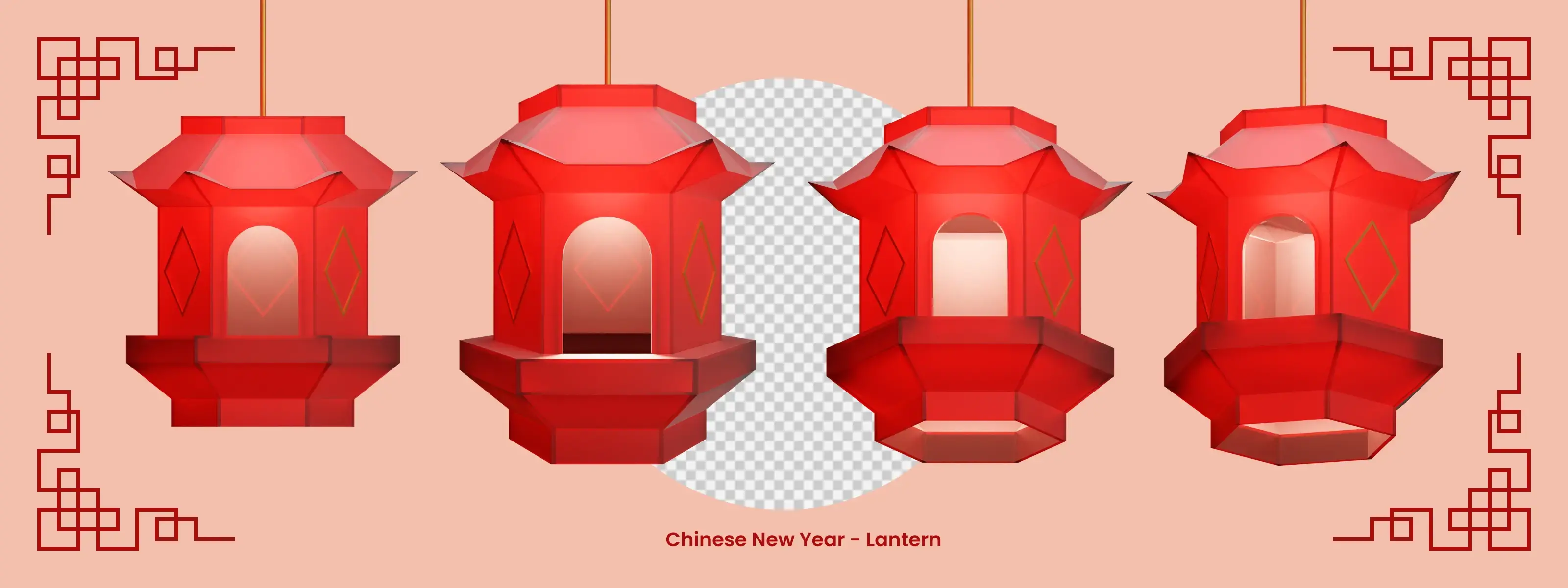 新年新春灯笼鞭炮中国风3D元素PSD格式-爱设计爱分享c