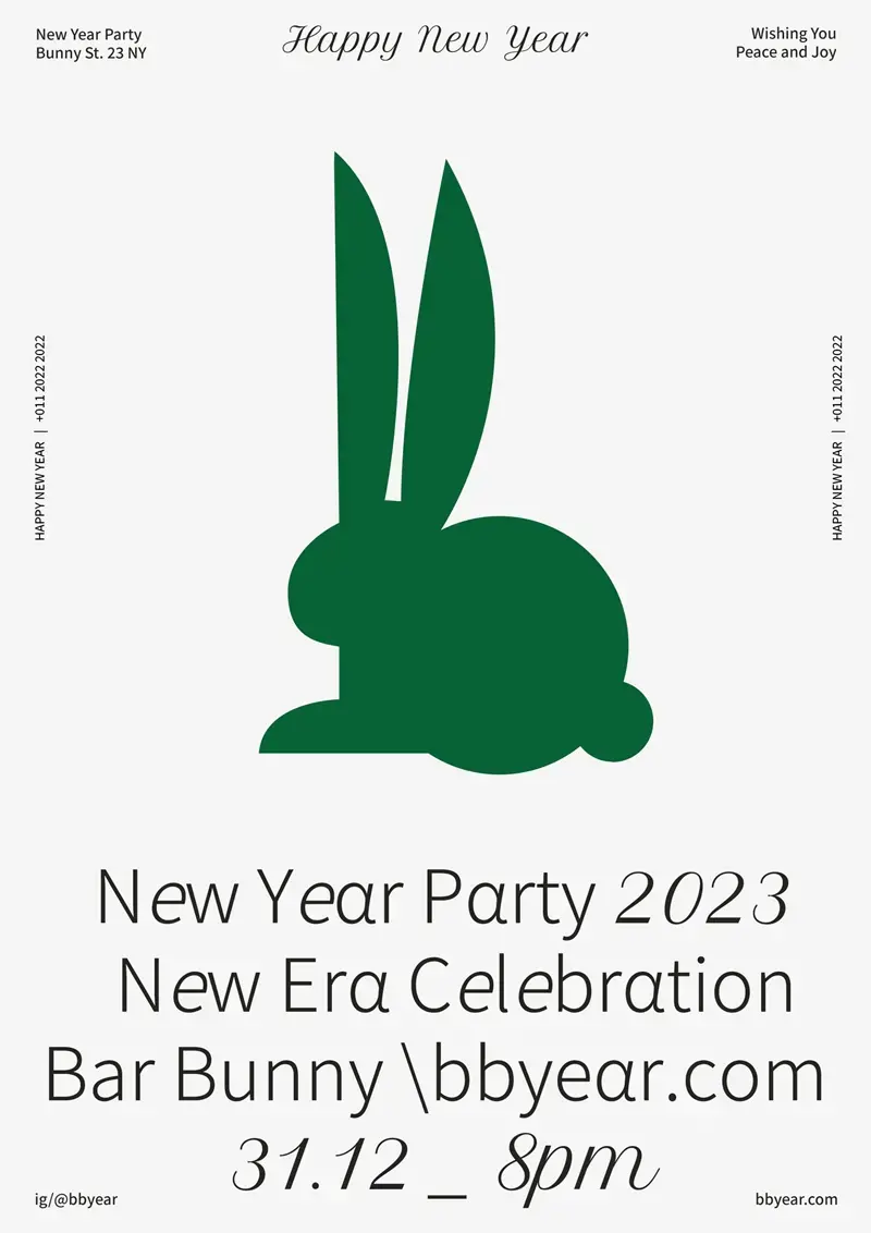 18款高端艺术潮流2023新年兔年元旦春节海报配色排版模板psd设计素材-爱设计爱分享c