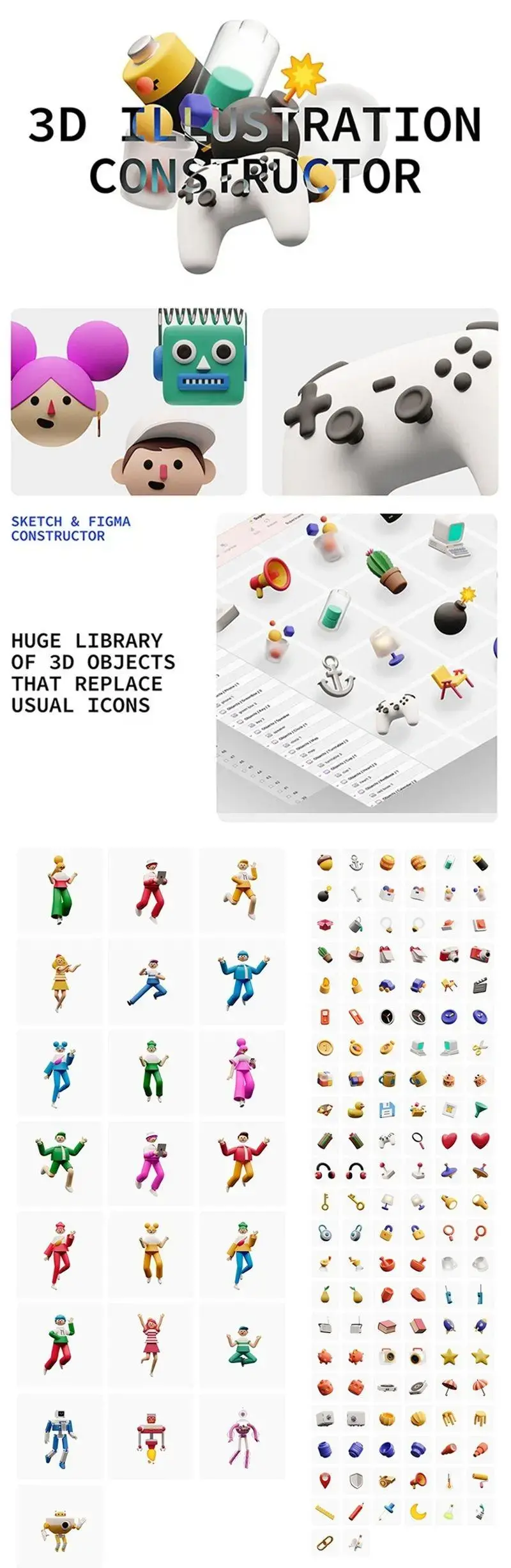 3D卡通立体人物物体元素素材合集PNG格式-爱设计爱分享c