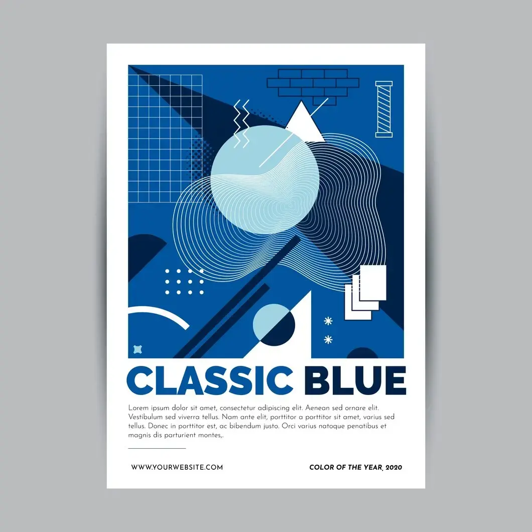 免费矢量创意经典蓝色形状海报模板-爱设计爱分享c