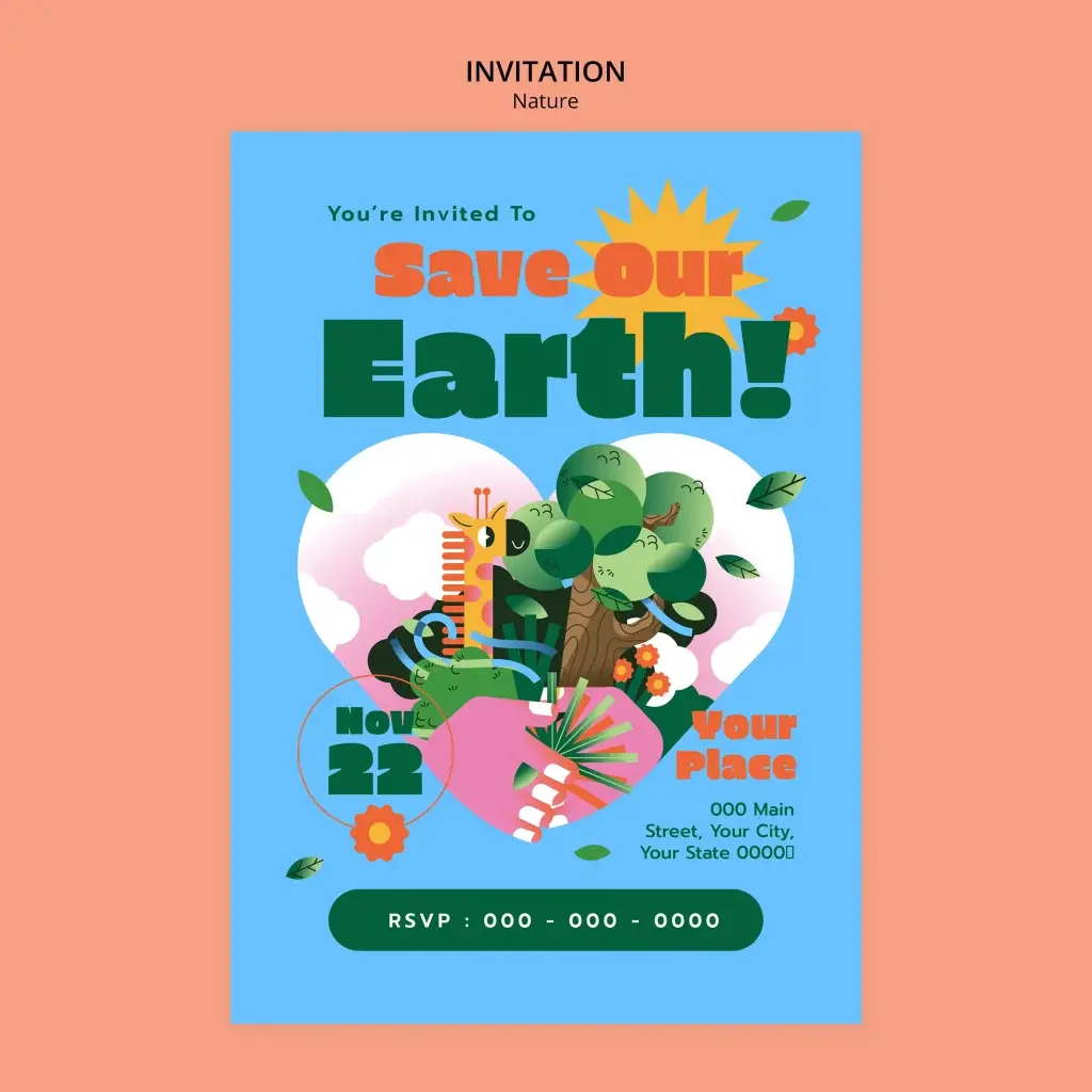 公益绿色低碳生活保护环境宣传单节能环保公益海报插画PSD素材-爱设计爱分享c