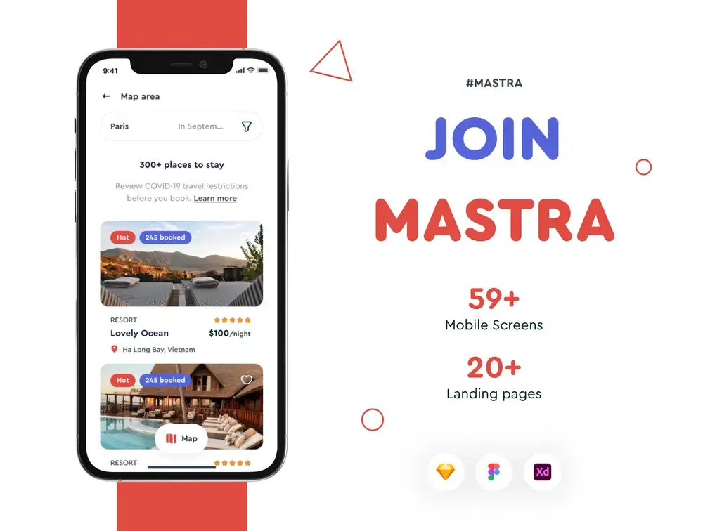 旅行App UI Kit，Mastra - 旅游预订App＆Web.-爱设计爱分享c
