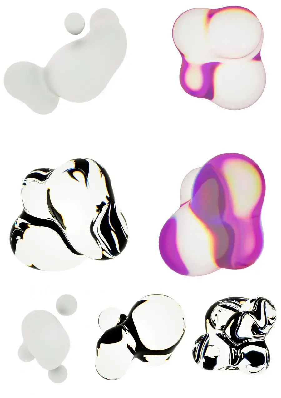 潮流酸性液化透明肥皂气泡液体水泡抽象形状图案PNG免扣设计素材-爱设计爱分享c