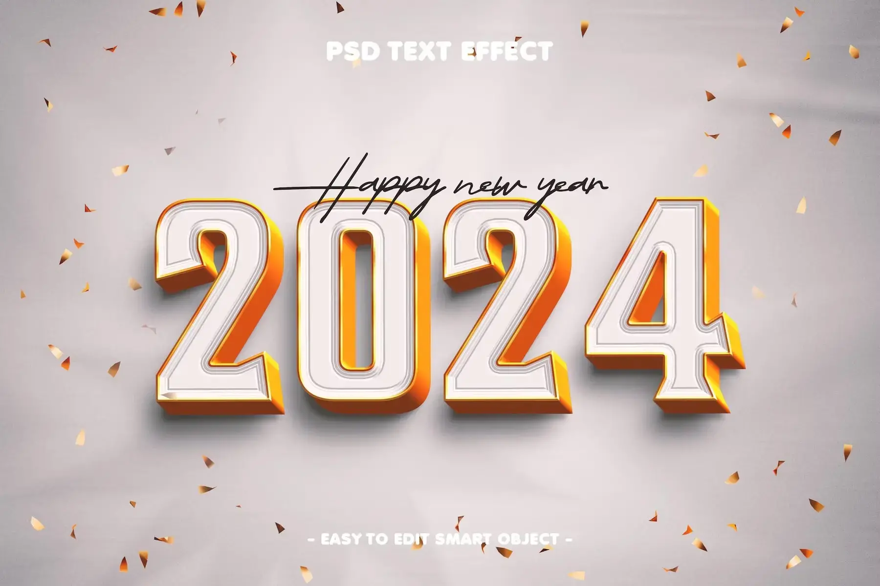 免费 PSD 2024年新年快乐金色文字效果-爱设计爱分享c