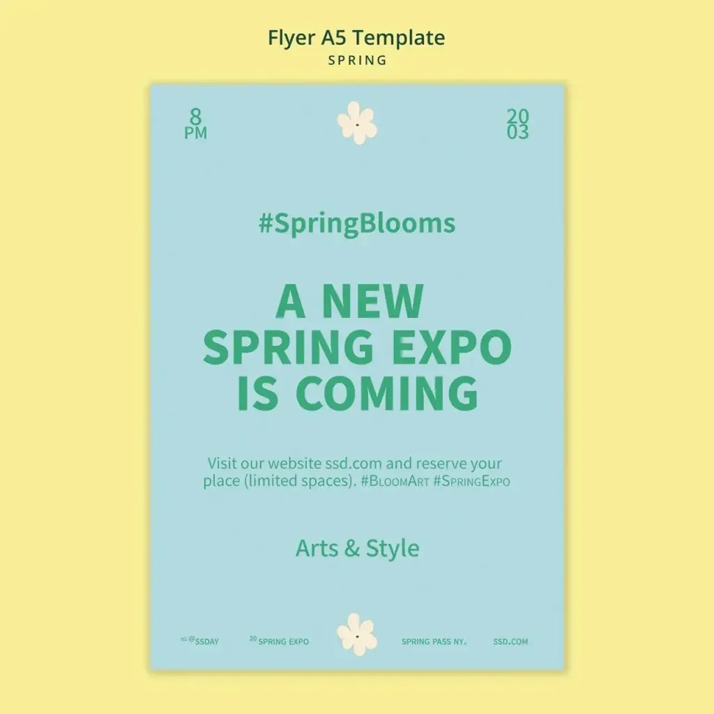 极简抽象创意春天花卉艺术节活动宣传海报展板PSD模板设计素材-爱设计爱分享c