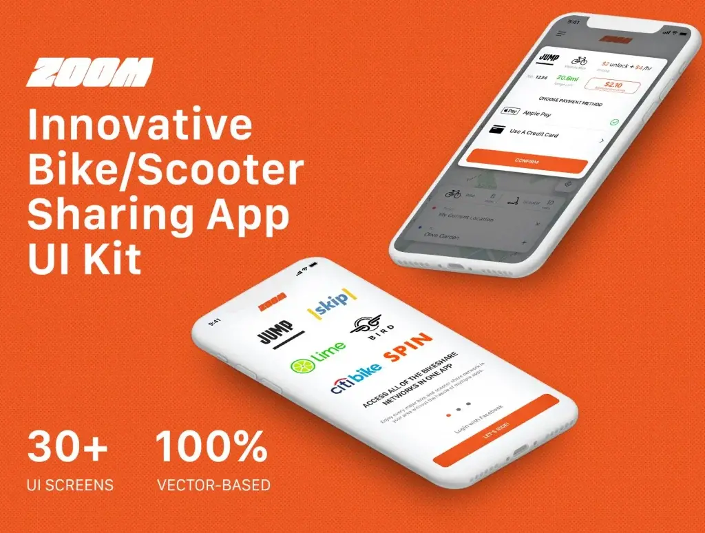 iOS版自行车/滑板车共享UI工具包app figma素材下载-爱设计爱分享c