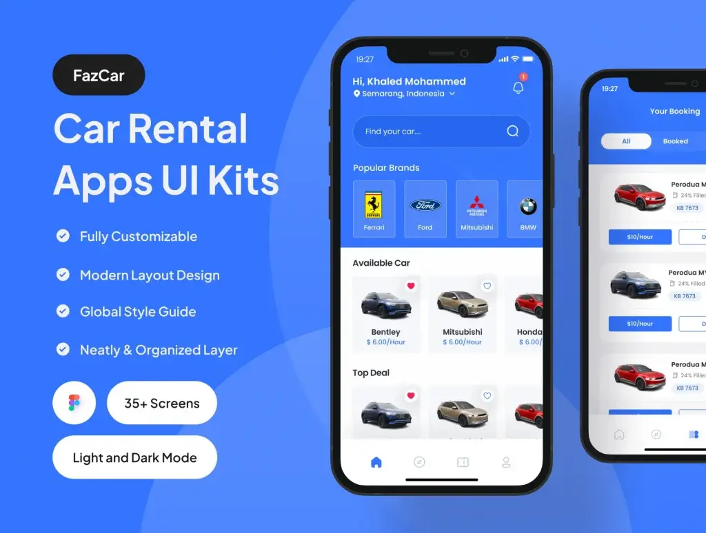汽车租赁APP应用程序UI套件figma素材下载-爱设计爱分享c